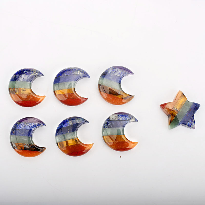 Gemstone Agate Carving Tiny Moon Seven Chakra Crystals Crescent