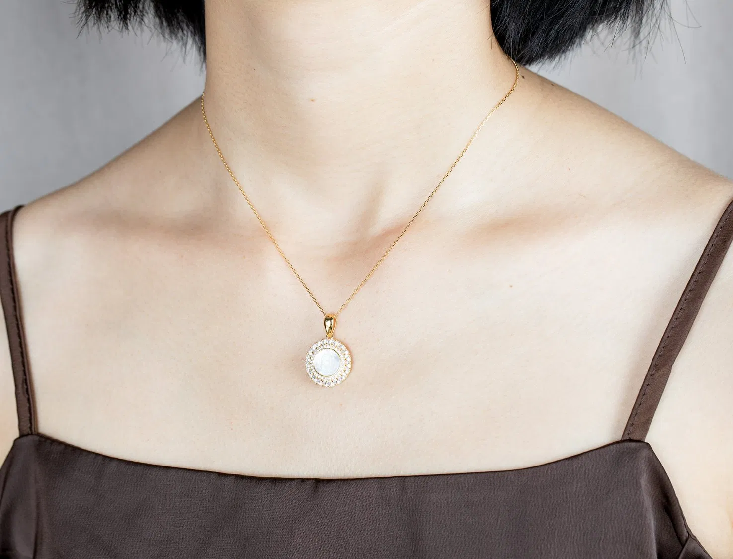 New Arrival 925 Sterling 10K/14K/18K Gold Silver Fancy Mop Necklace