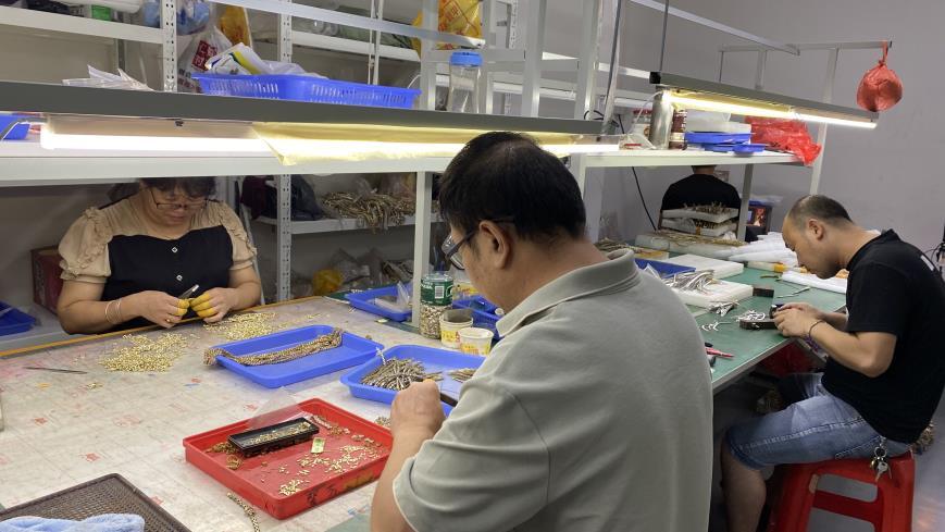 Assembly process for stainless steel jewelry at Cannhost manufacturing facility