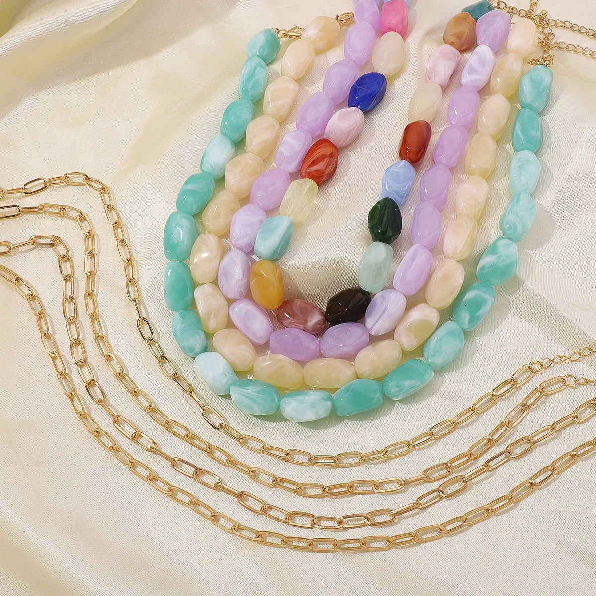 Chunky Handmade Colorful Resin Bead Necklace for Women