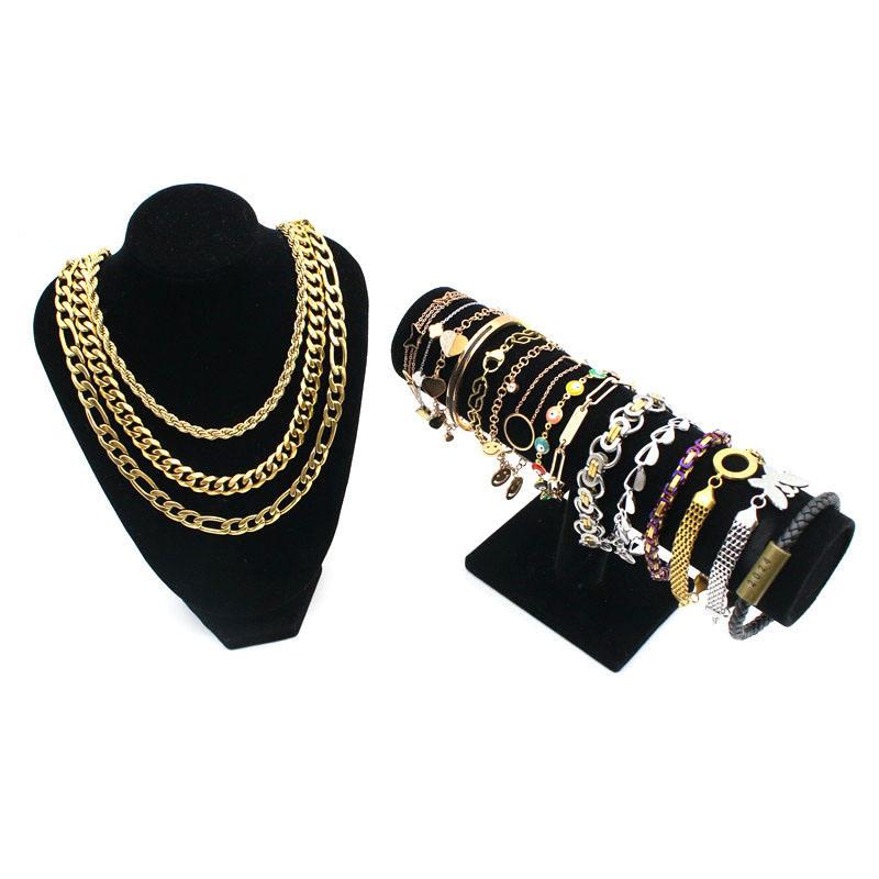 Multi-Layered Necklaces Set for Men Square Pendant Wrist Chain Necklace Jewelry