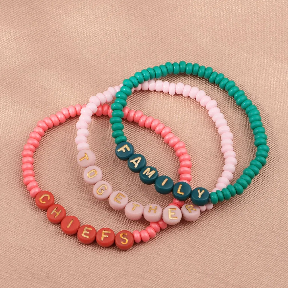 Stylish Stackable Multi-Color Alphabet Bead Friendship Bracelets Set