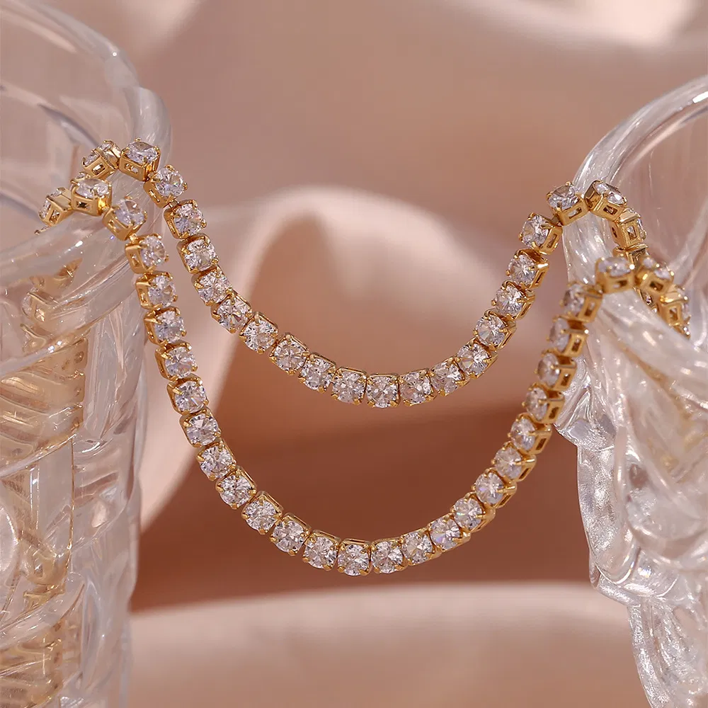 Diamond Choker Necklace Tennis Hip Hop Full Cubic Zirconia Tennis Chain Choker Necklace