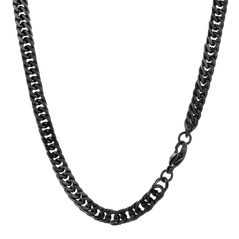 Trendy Cuban Necklace Stainless Steel Whip Chain Double Buckle Jewelry Chain