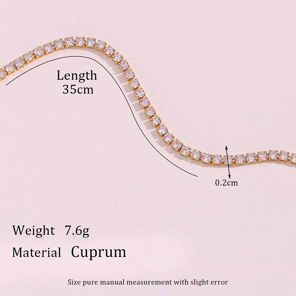 Diamond Choker Necklace Tennis Hip Hop Full Cubic Zirconia Tennis Chain Choker Necklace