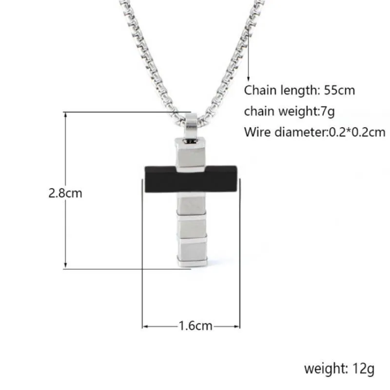 Stainless Steel Black Cross Pendant for Men