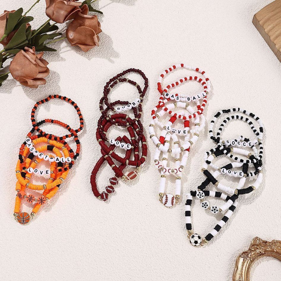 Customized Halloween Jewelry Clay Ball Bead Letter Bracelet Set for Men Women