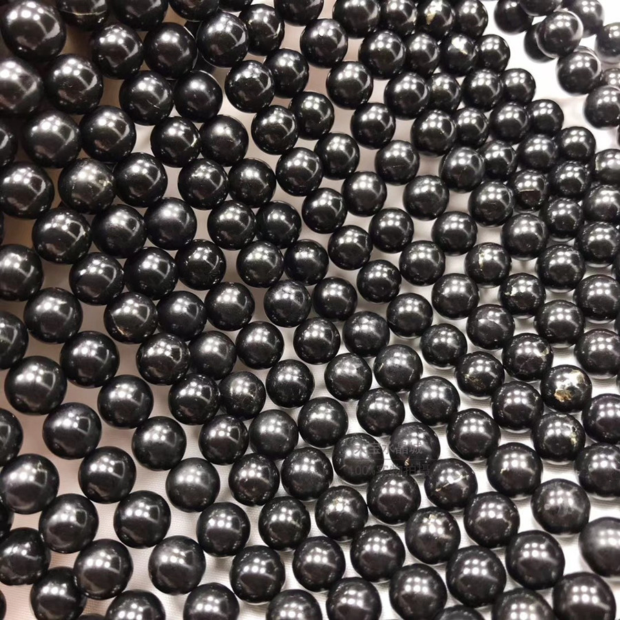 Natural Russian Carbon Ore Conductive Jewelry Spacer Round Crystal Shungite Loose Beads