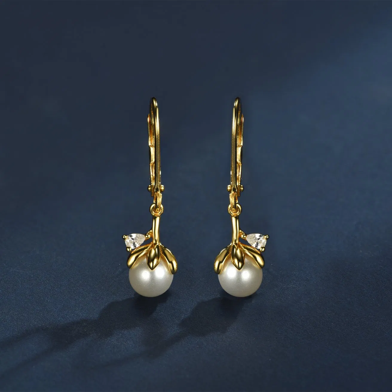 Pearl Drop Earrings Round Sterling Silver Leverback Earrings Baroque Teardrop Freshwater Pearl Gold Mini Drop Earrings