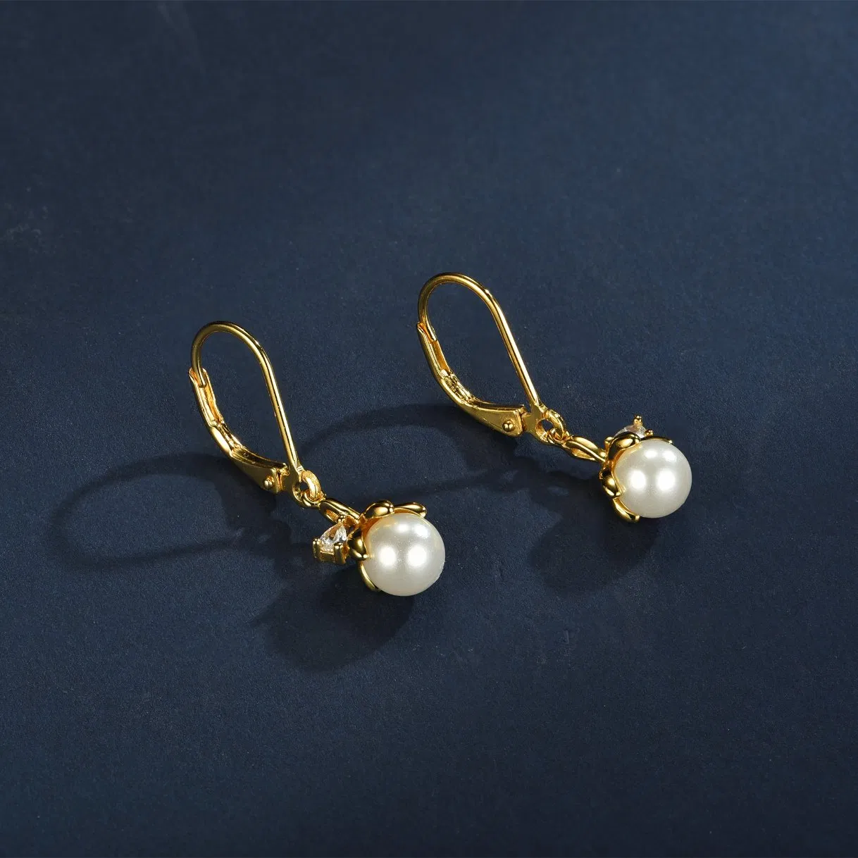 Pearl Drop Earrings Round Sterling Silver Leverback Earrings Baroque Teardrop Freshwater Pearl Gold Mini Drop Earrings