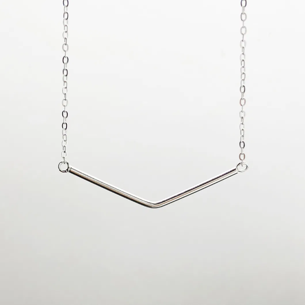 Choker Trendy V Shape Pendant Necklace S925 Sterling Silver