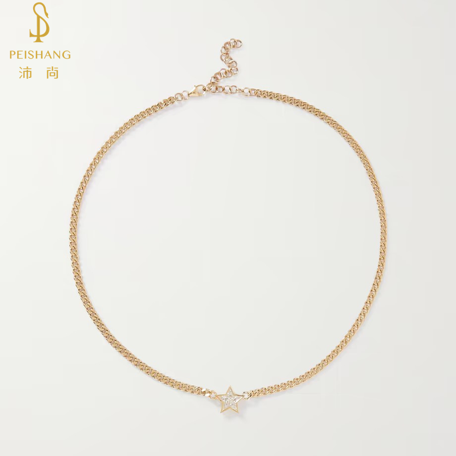 Customized Fashion Designer Jewelry 925 Sterling Silver Gold Plated Super Star Choker Chain Charm Necklace