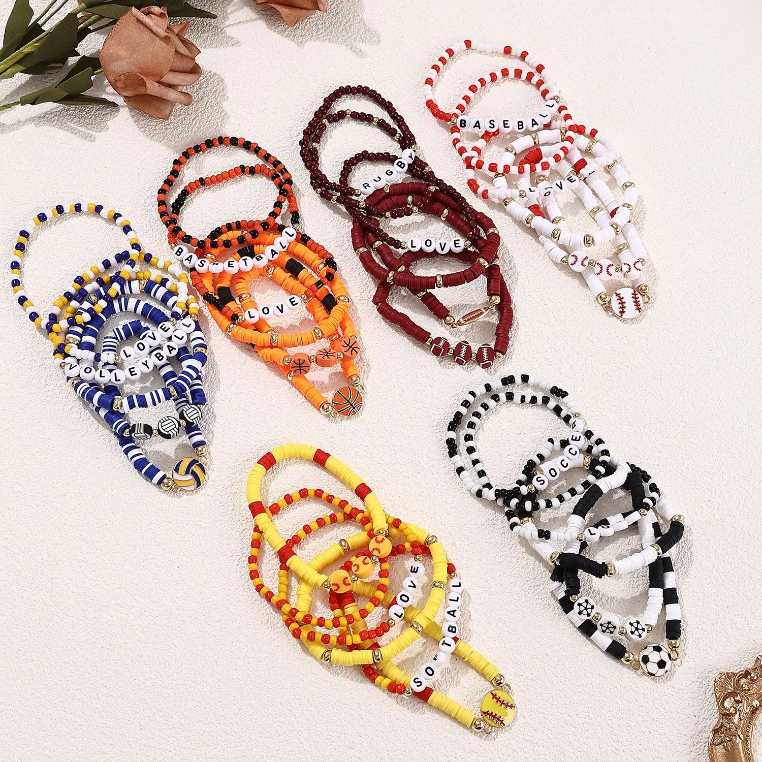 Halloween Jewelry Clay Ball Bead Letter Bracelet