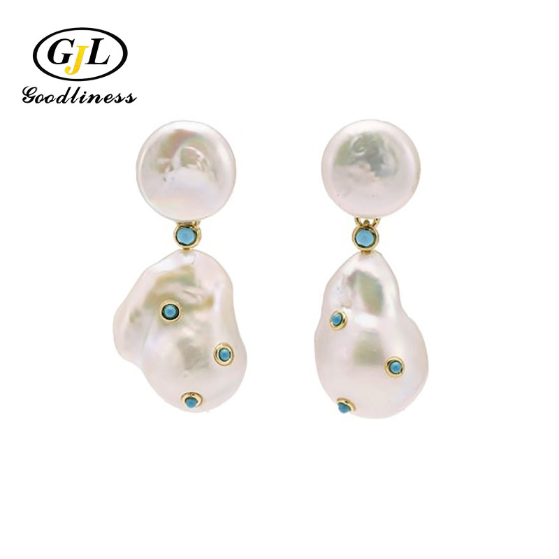 Baroque Pearl Earrings Colour CZ Silver Jewellery Pearl Jewelry