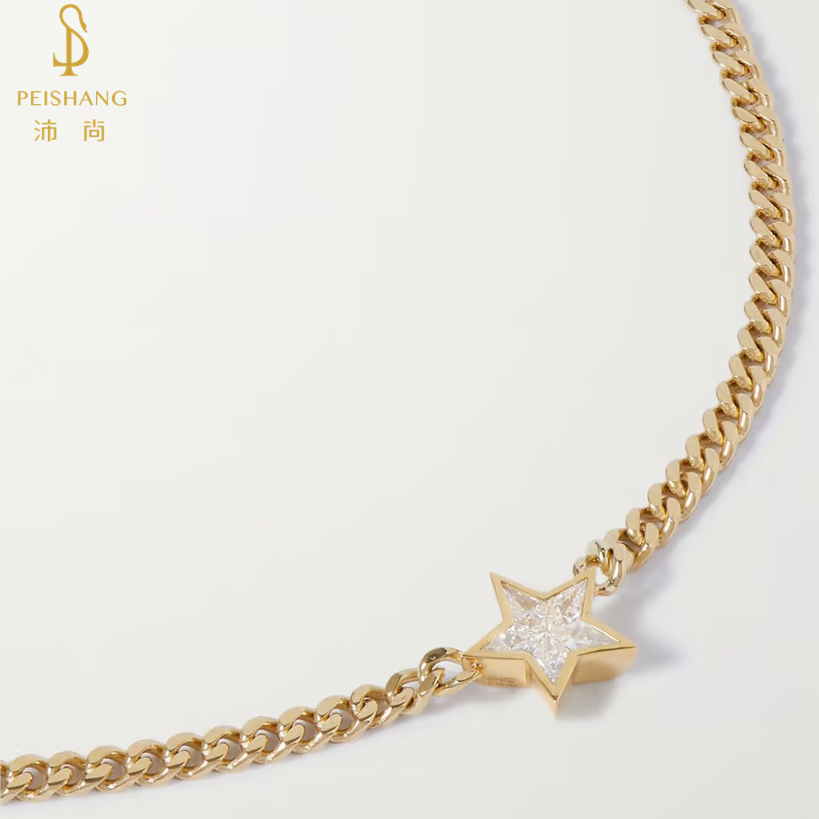Customized Fashion Designer Jewelry 925 Sterling Silver Gold Plated Super Star Choker Chain Charm Necklace