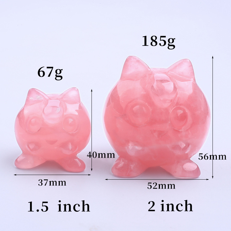 Wholesale Natural Rose Quartz Cartoon Crafts High Quality Carving Crystal for Home Decoration