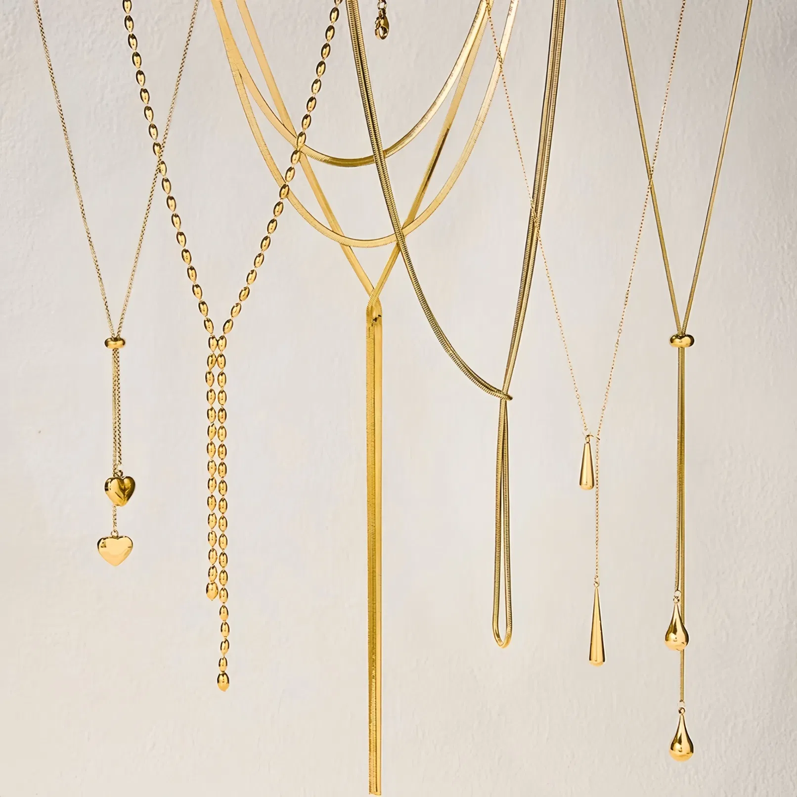 Fashion 18K Gold Long Sweater Chain Necklace with Delicate Y Design