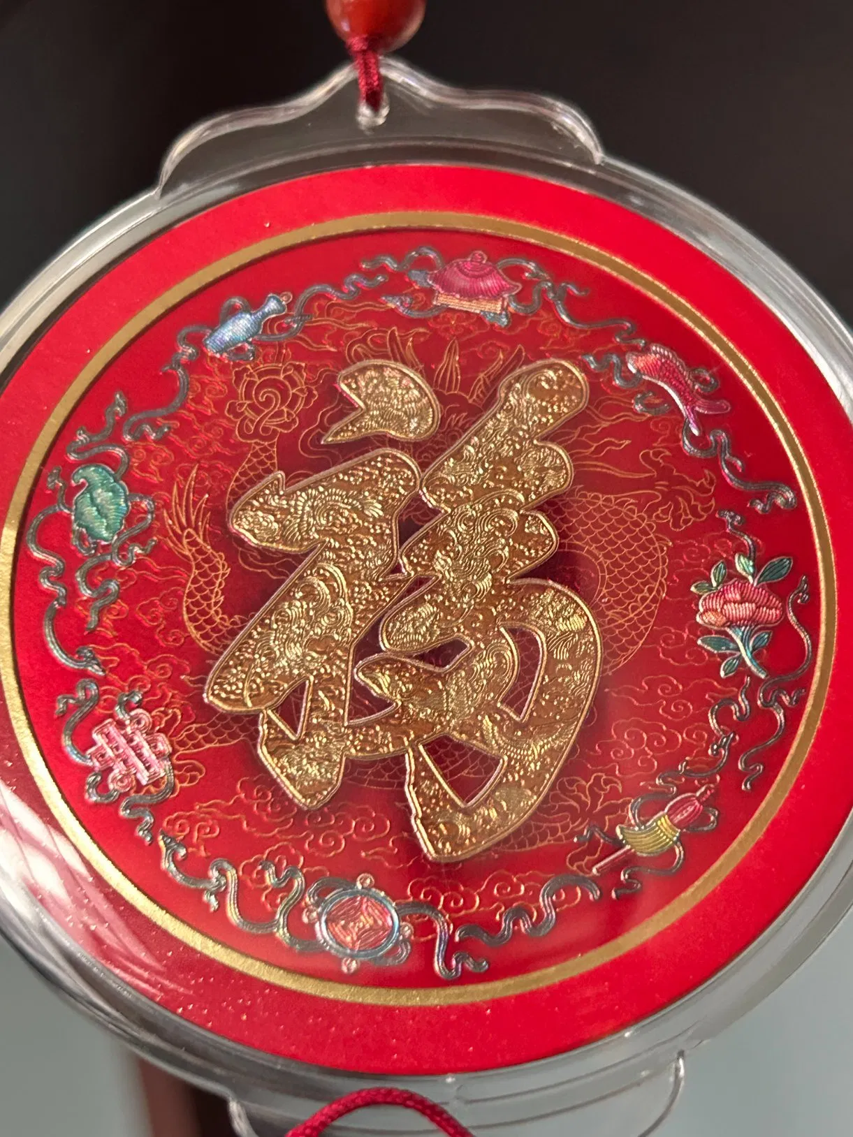 Silver Lucky Charm Metal Pendant with Chinese Design for Cars