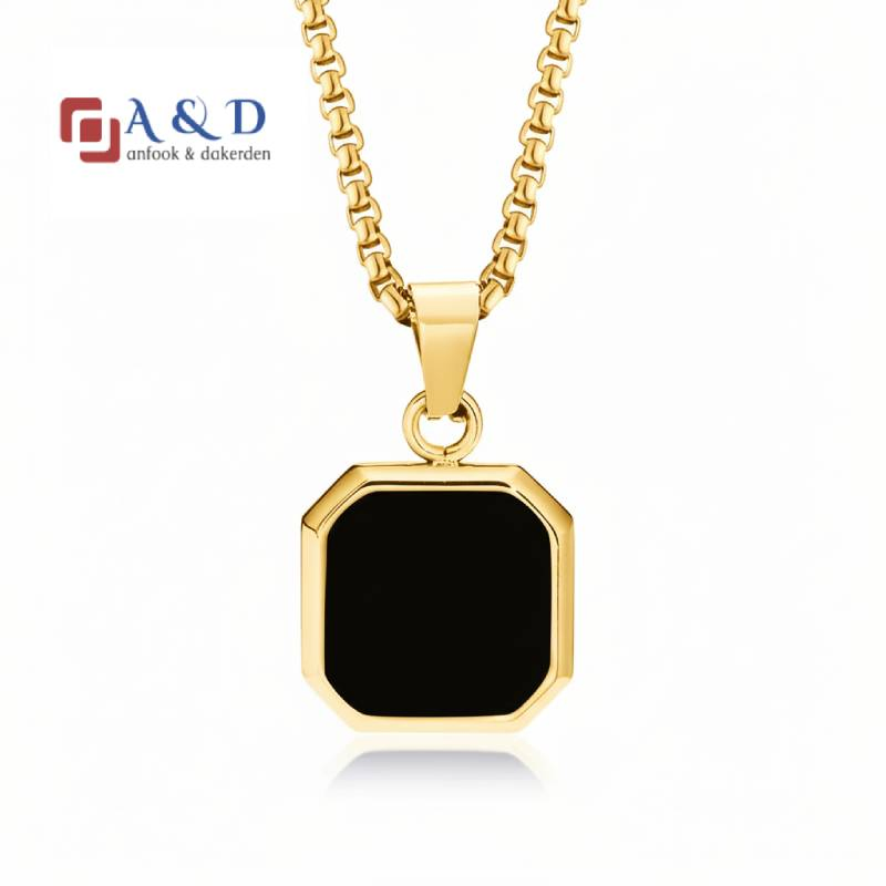 Stainless Steel Gold Plating Pendant Plate for Men (Including Chain of 60cm)