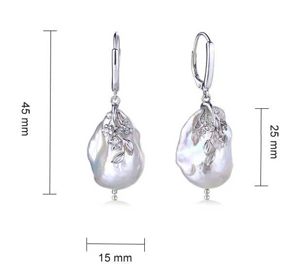 S925 Silver Freshwater Baroque Pearl Drop Earrings