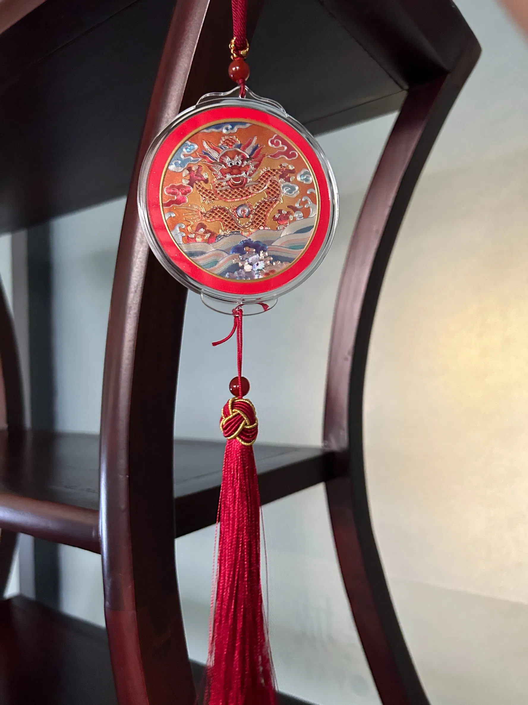 Silver Lucky Charm Metal Pendant with Chinese Design for Cars