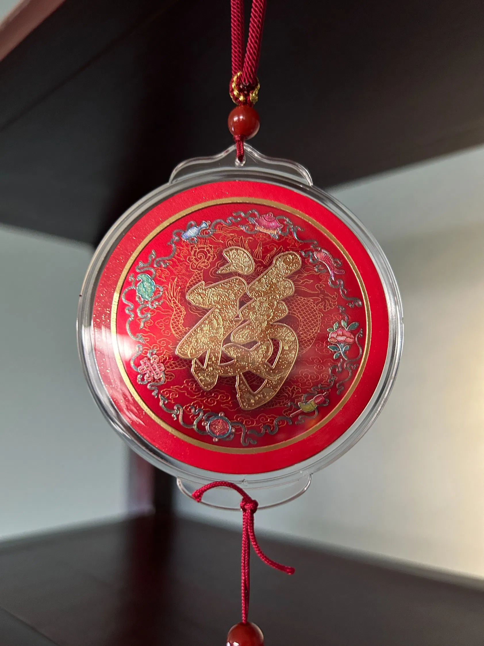 Silver Lucky Charm Metal Pendant with Chinese Design for Cars