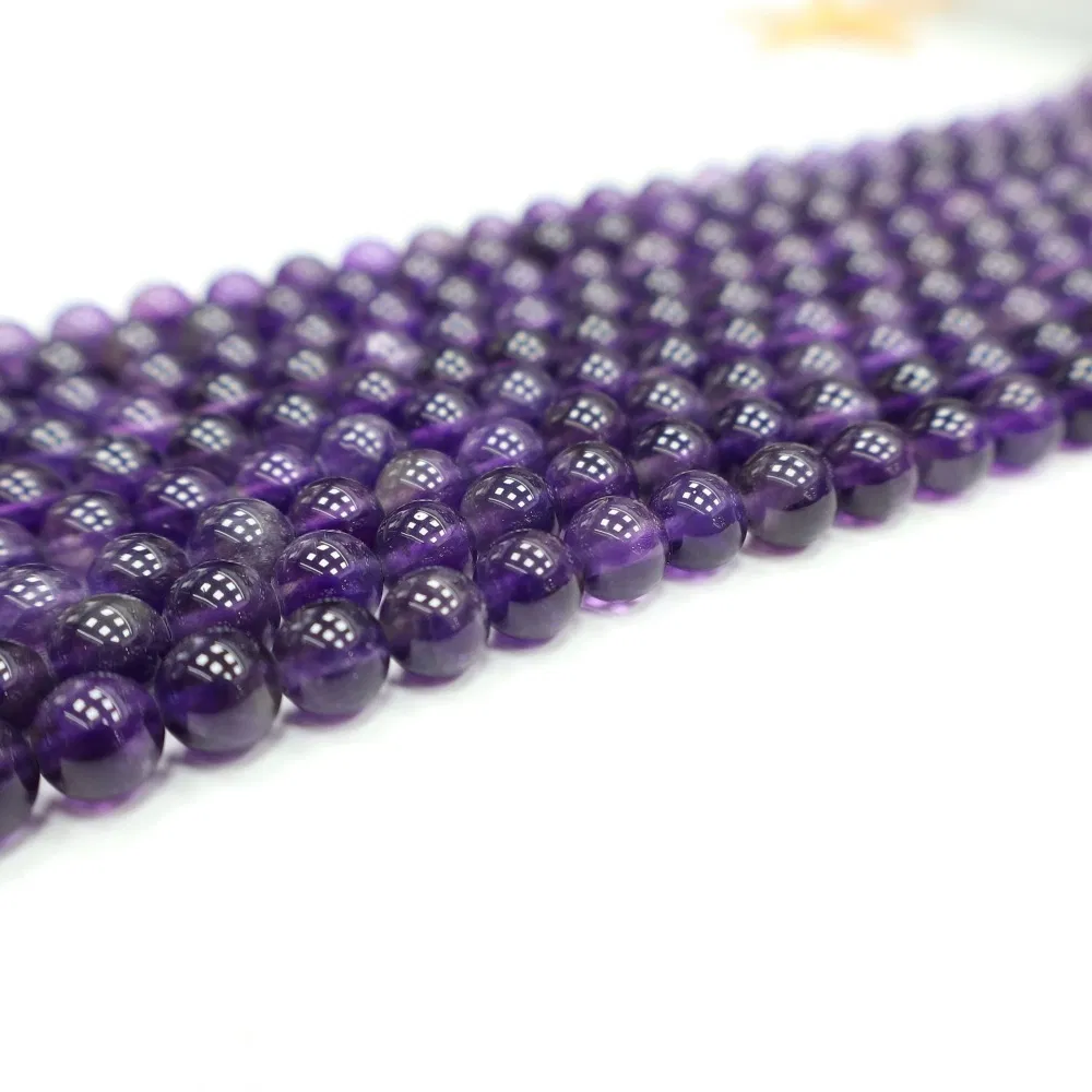 Natural Loose Jewelry Making Healing Stone Crystal Gemstone Amethyst Round Bead Strand