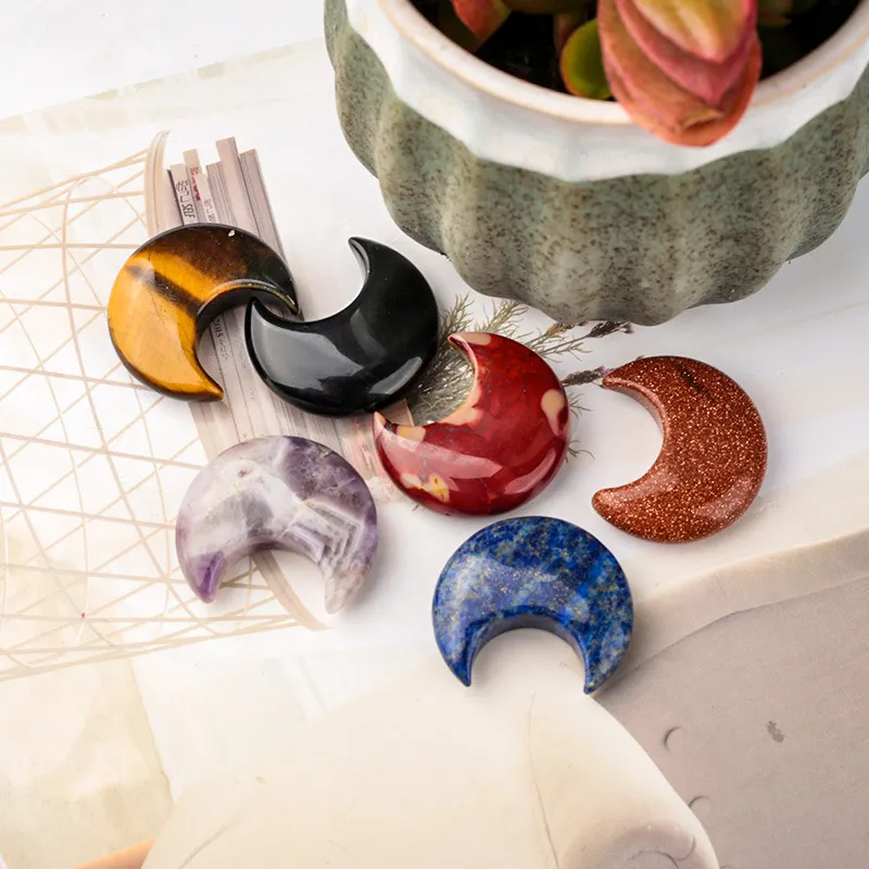Natural Gemstone Tiny Moon Carving 3