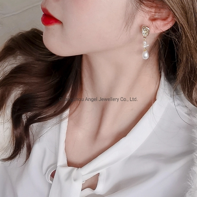 New Arrival Retro Style S925 Sterling Silver Baroque Pearl Earrings Fashion Jewelry for Girls