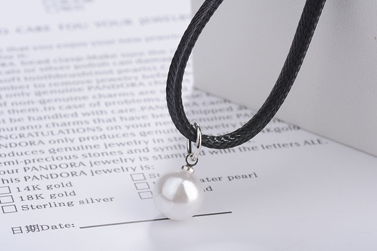 Necklace Short Black Rope Pearl Pendant Wholesale Choker