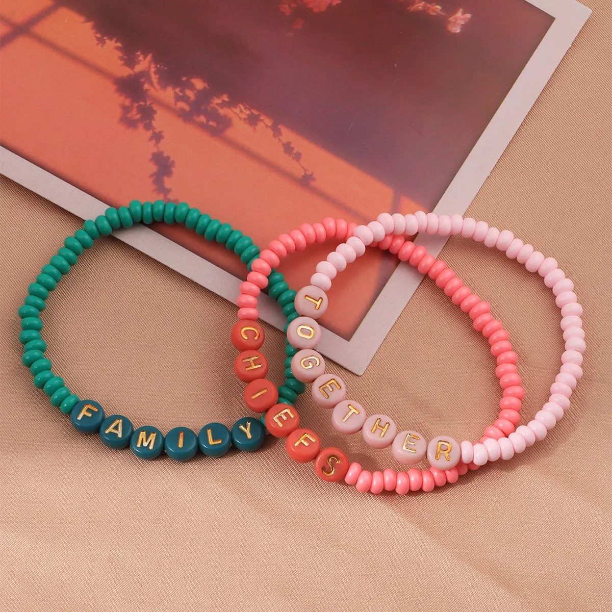 Stylish Stackable Multi-Color Alphabet Bead Friendship Bracelets Set