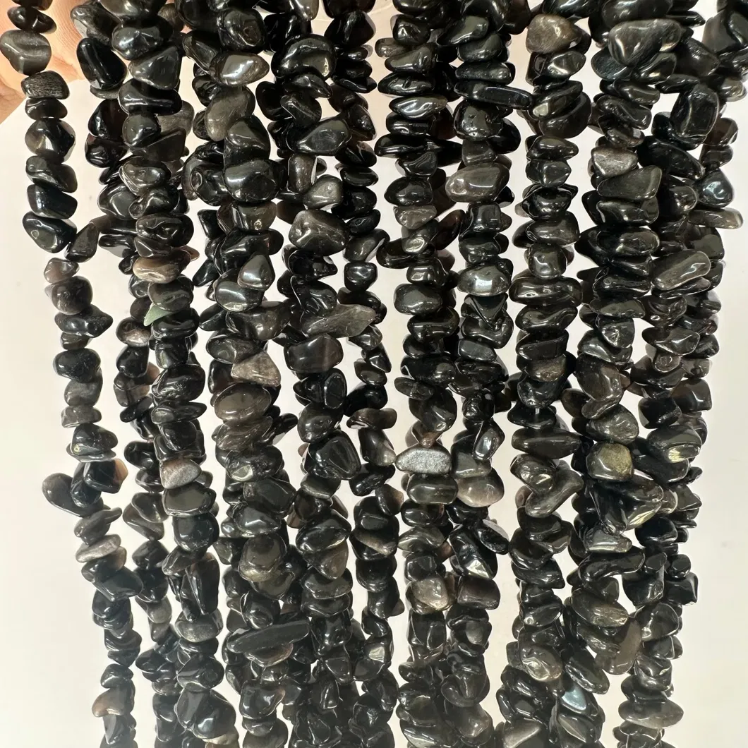 Mookaite Jasper Silver Obsidian Chip Beads