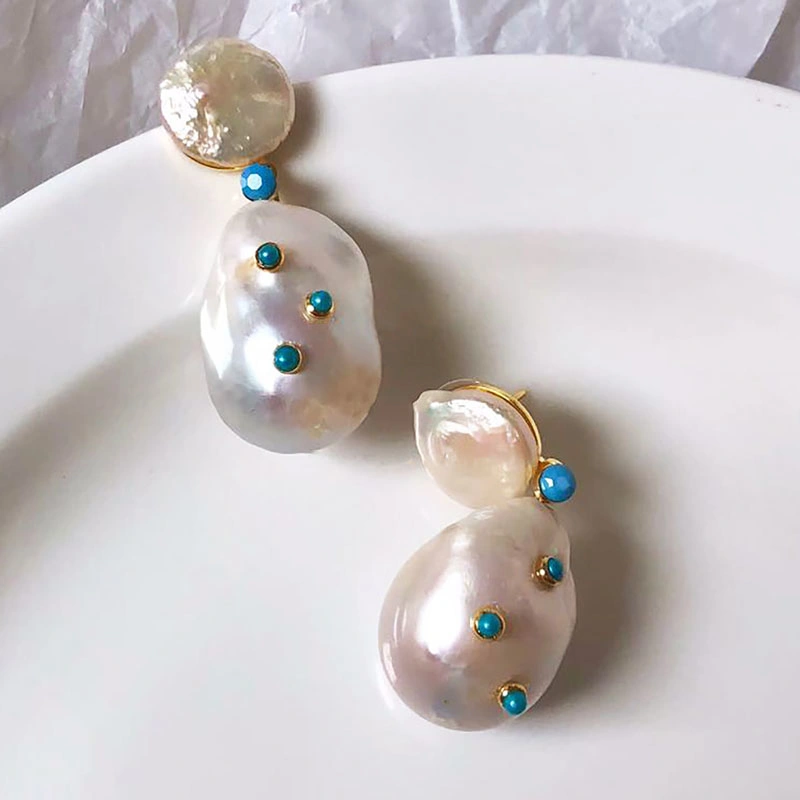 Baroque Pearl Earrings Colour CZ Silver Jewellery Pearl Jewelry