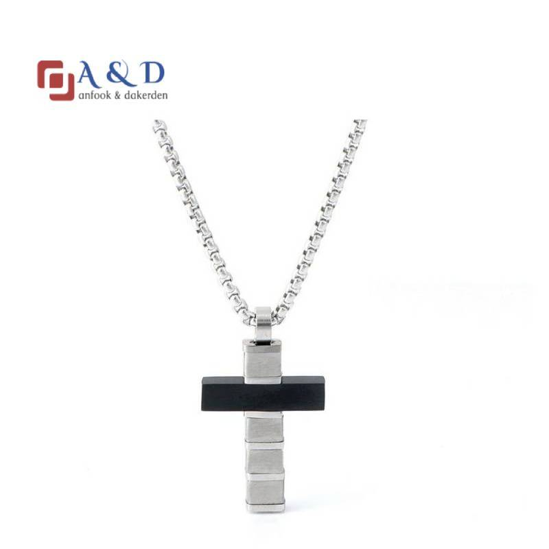 Stainless Steel Black Cross Pendant for Men