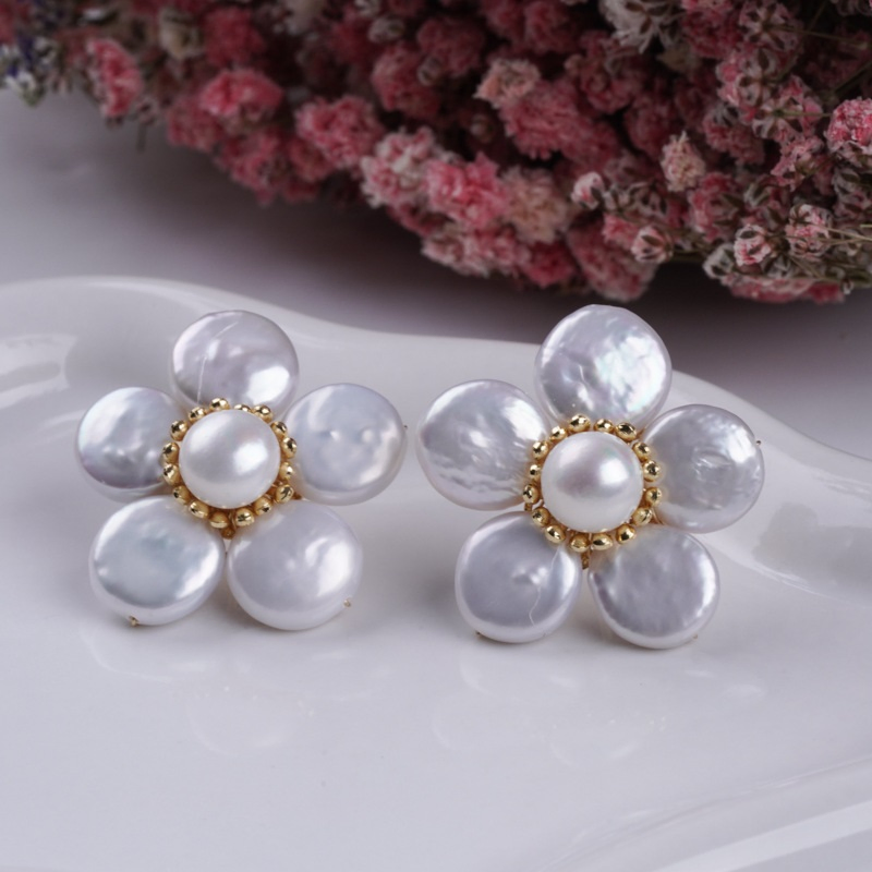 7-7.5mm Baroque Pearl Drop Earrings S925 Sterling Silver Gold Plated Pearl Earrings