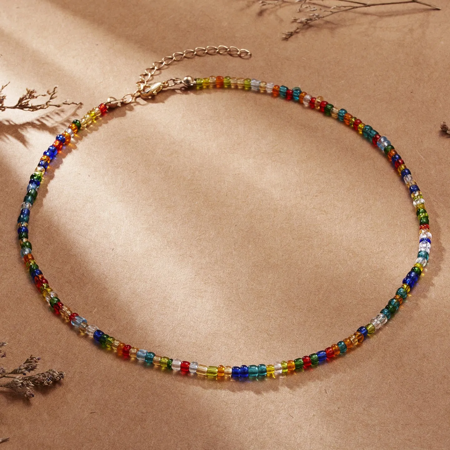 Bohemian Beach Seed Beaded Choker Necklace for Women