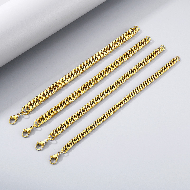 Trendy Cuban Necklace Stainless Steel Whip Chain Double Buckle Jewelry Chain