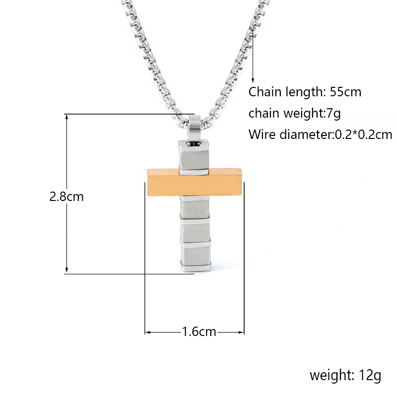 Stainless Steel Black Cross Pendant for Men