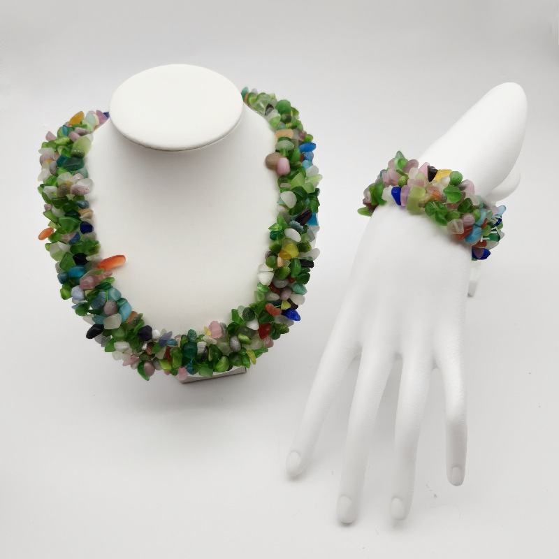 Handmade Jewelry Natural Multi Strand Cluster Mixed Crystal Gemstone Stone Chip Necklaces