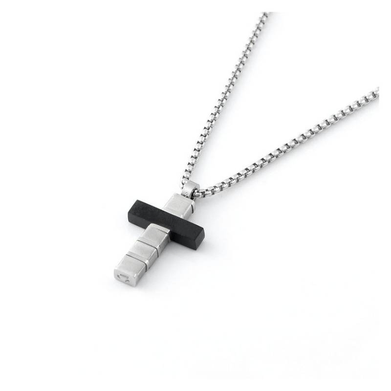 Stainless Steel Black Cross Pendant for Men