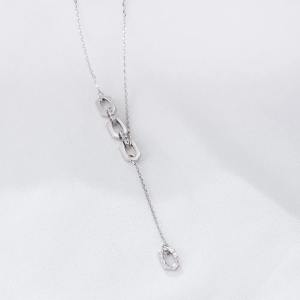 Personalized Fashion Jewelry 925 Sterling Silver 14K Gold Plated Cubic Zircon Lariat Necklaces