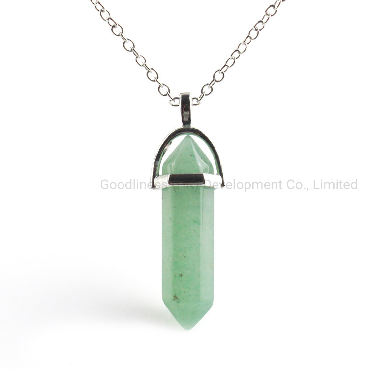 Cheap Natural Stones Crystal Hexagonal Column Pendant Lingpendulum Stone Bullet Head Wholesale Necklace