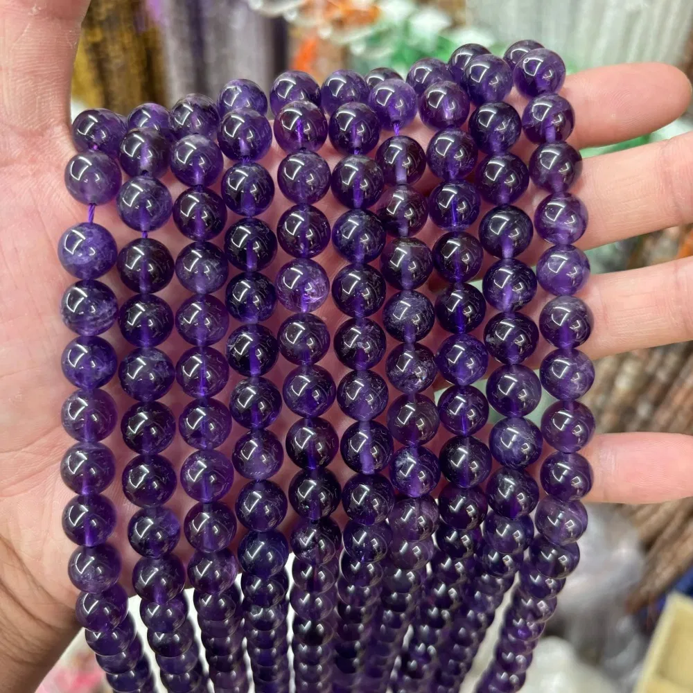 Natural Loose Jewelry Making Healing Stone Crystal Gemstone Amethyst Round Bead Strand