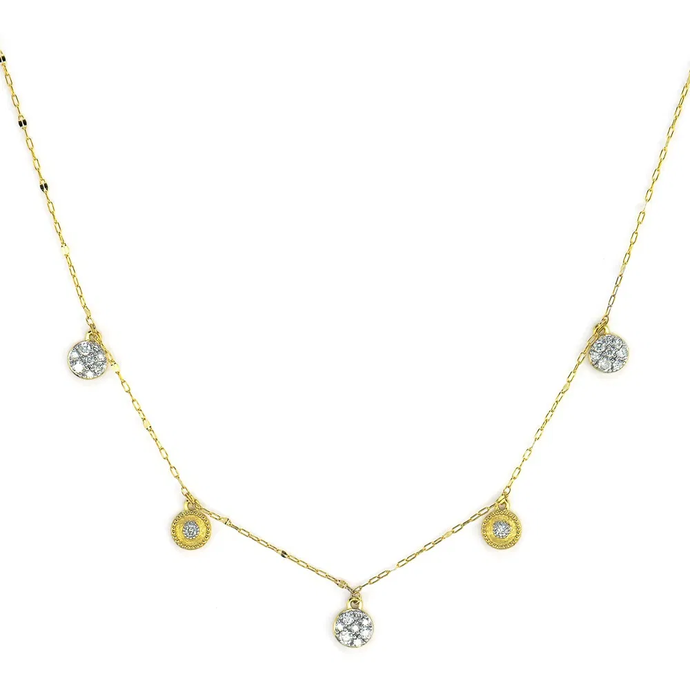 Customized Luxury Sterling Silver 18K Gold Mini Hammered Disc Charms Choker 925 Silver Boho Necklace for Women Fashion-Accessories