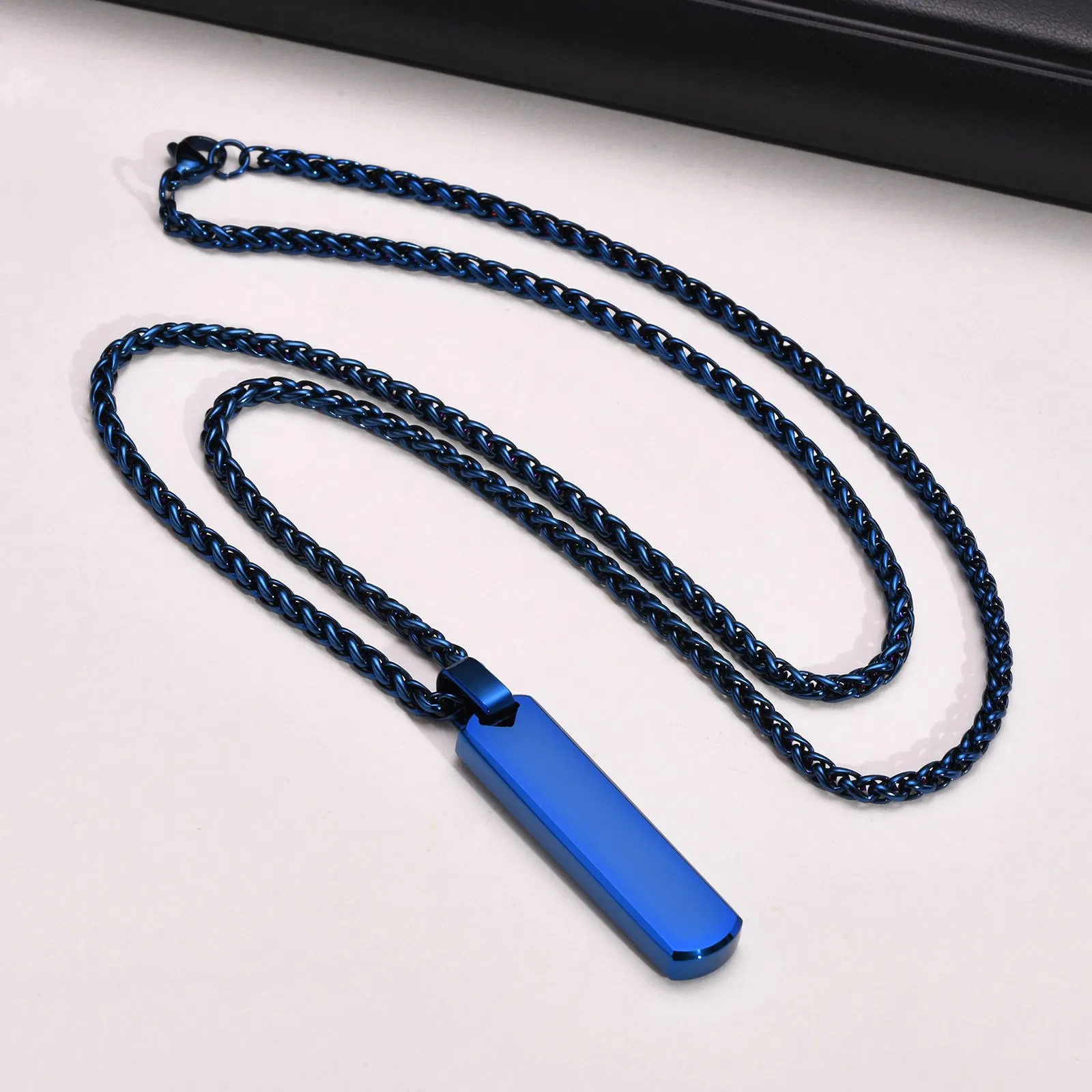 Engraveable Jewelry Minimalist Pendant Stainless Steel Three-Dimensional Rectangular Geometric Necklace Jewelry for Men Pn1676