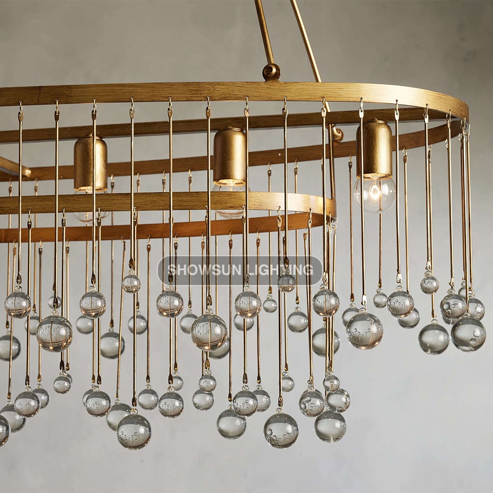 52" Industrial Vintage Iron Pendant Light E12 Base Oval Chandelier for Kitchen Island Hanging Lighting