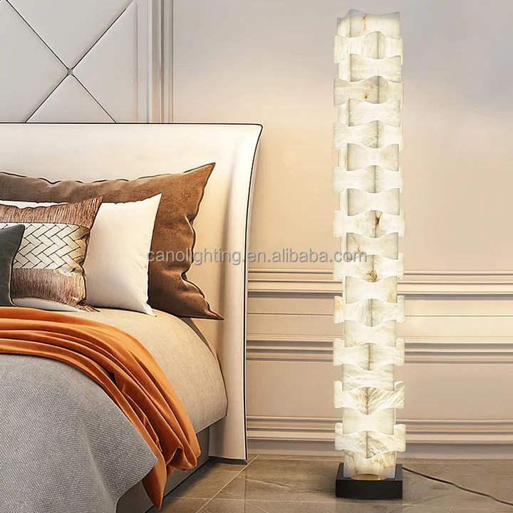 Nordic American Style Alabaster Floor Lamp Suitable for Bedroom Bedside Table Desk Passage Outdoor Decorative Lighting
