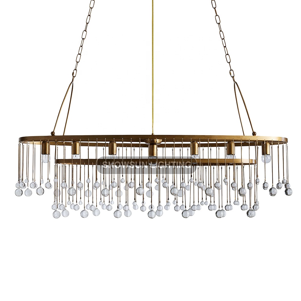 52" Industrial Vintage Iron Pendant Light E12 Base Oval Chandelier for Kitchen Island Hanging Lighting