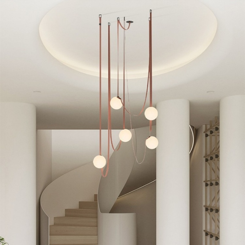 Minimalist Villa Nordic Pendant Lamp Art Floor Artificial Leather Loft Chandelier Creativity for Living Room Staircase LED Lighting (ZY-P013)