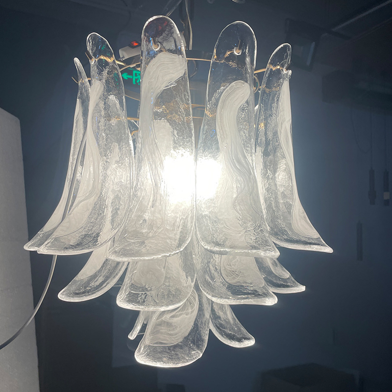 French Villa Duplex White Jade Glass Living Room Chandelier Staircase Shopping Mall Ballroom High-Altitude Decorative Lighting